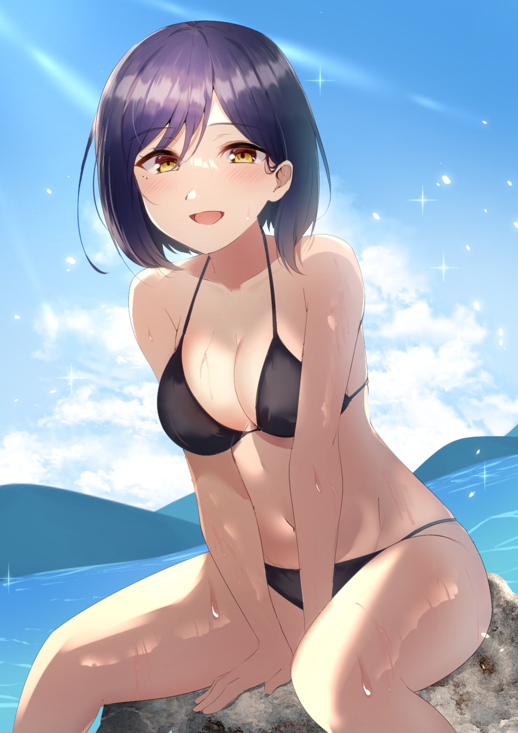 bikini cleavage maimaiko nijisanji shizuka_rin swimsuits wet