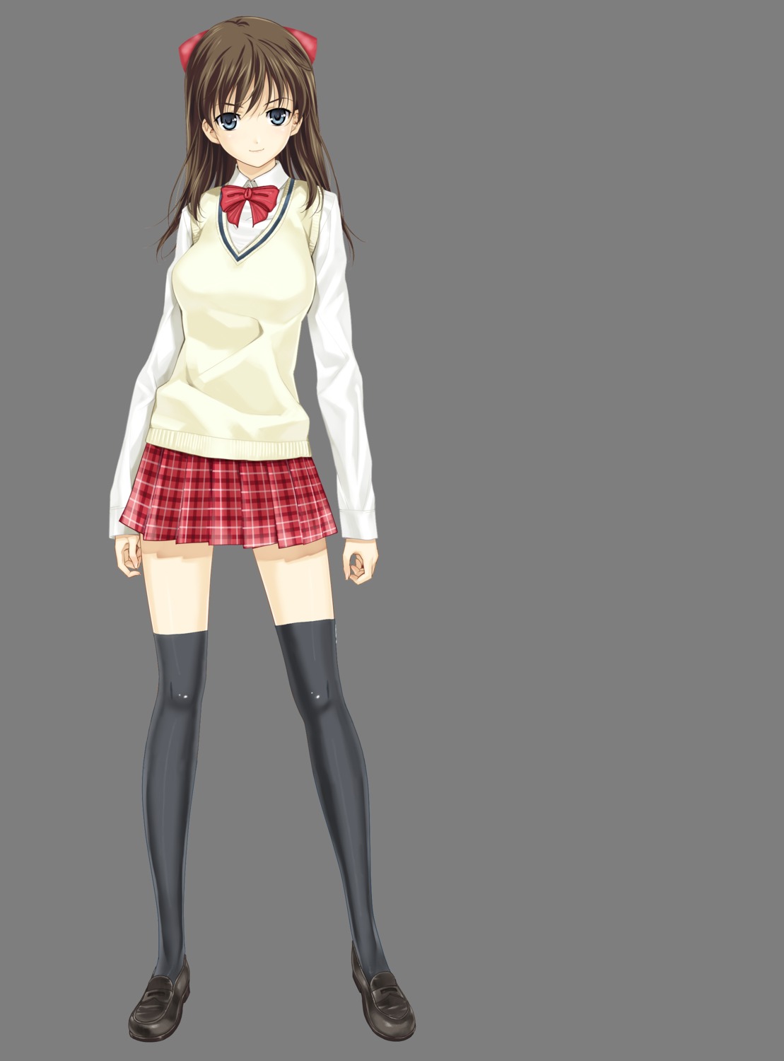 cropme happoubi_jin iseshima_aya seifuku sweater thighhighs transparent_png zettai_shougeki_platonic_heart