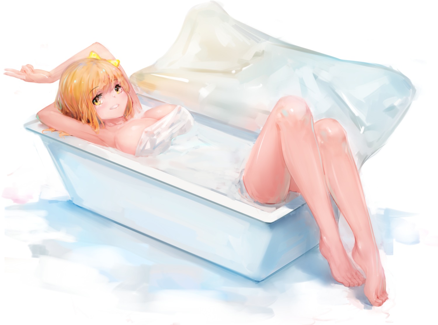 bathing cleavage feet kisei2 kunikida_hanamaru love_live!_sunshine!! towel wet