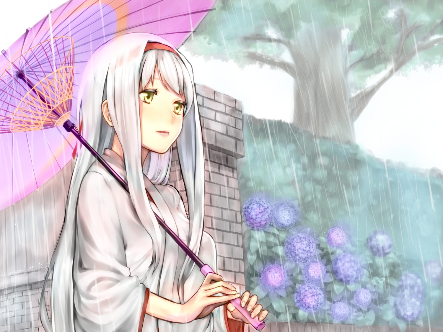 baffu japanese_clothes kantai_collection shoukaku_(kancolle) umbrella