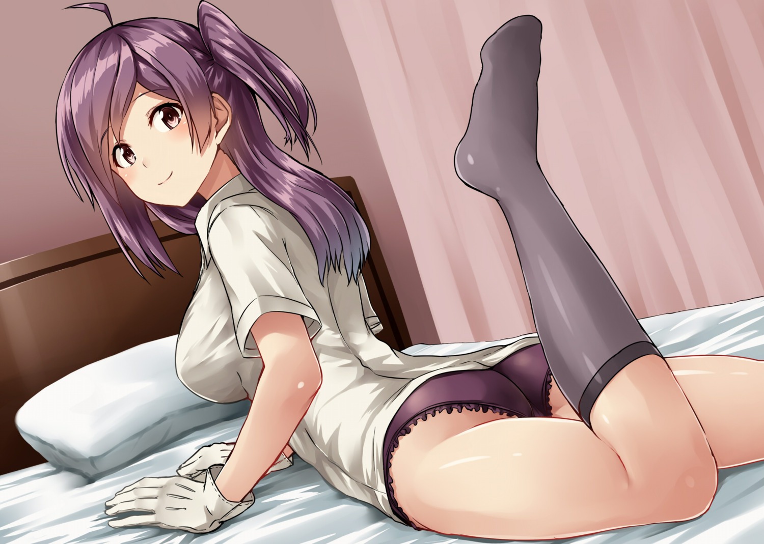 ass feet hagikaze_(kancolle) kamelie kantai_collection pantsu thighhighs