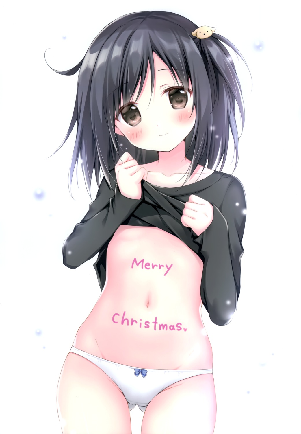 cameltoe christmas korie_riko loli no_bra pantsu shirt_lift undressing