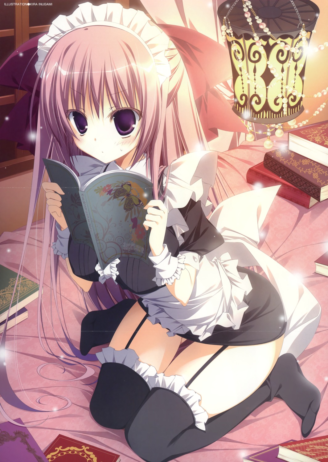 crease inugami_kira maid stockings thighhighs