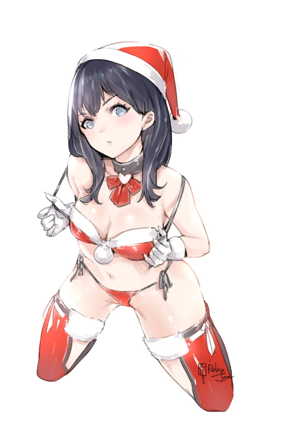 bikini christmas cleavage relaxjon ssss.gridman swimsuits takarada_rikka thighhighs