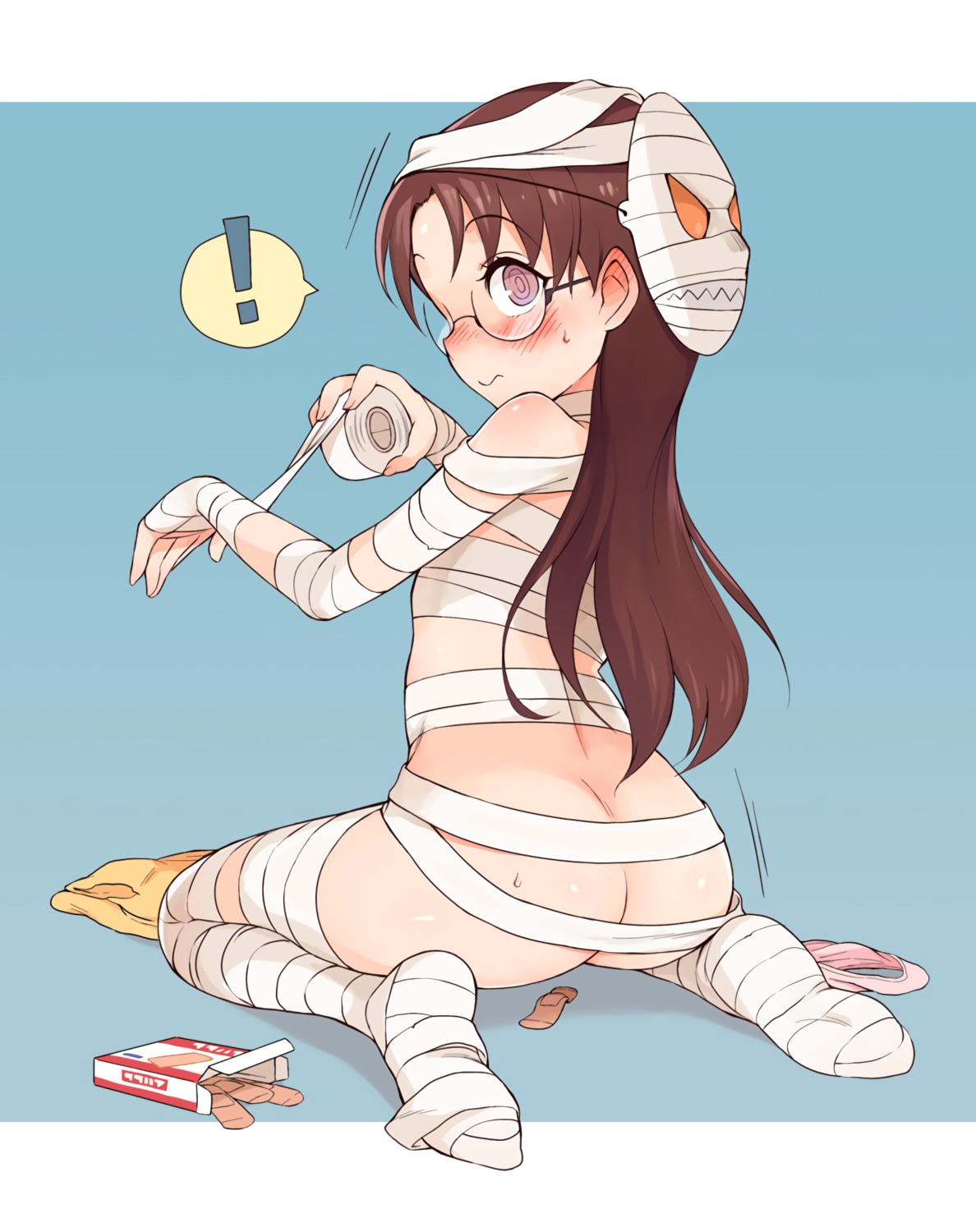 ass bandages megane naked_ribbon toku_(ke7416613)