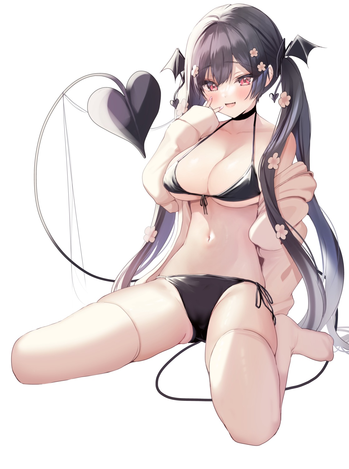 ayuma_sayu bikini koarai_liath swimsuits tail thighhighs