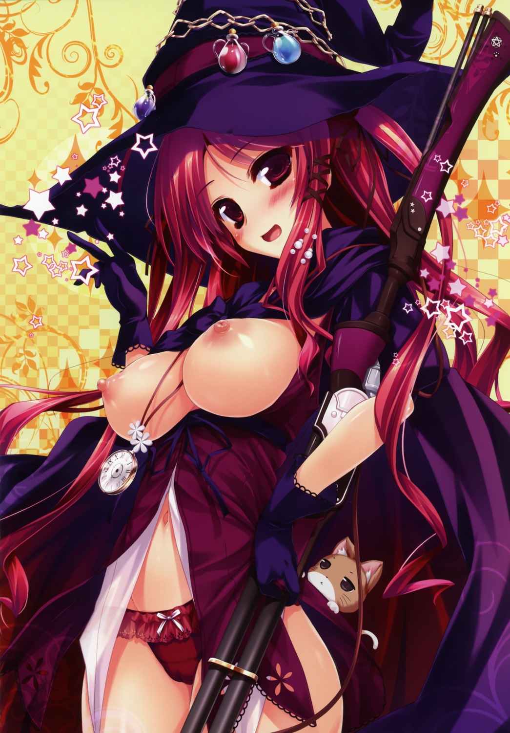 breasts cameltoe hinomiya_ayari neko nipples oshiki_hitoshi pantsu windmill_oasis witch witch's_garden