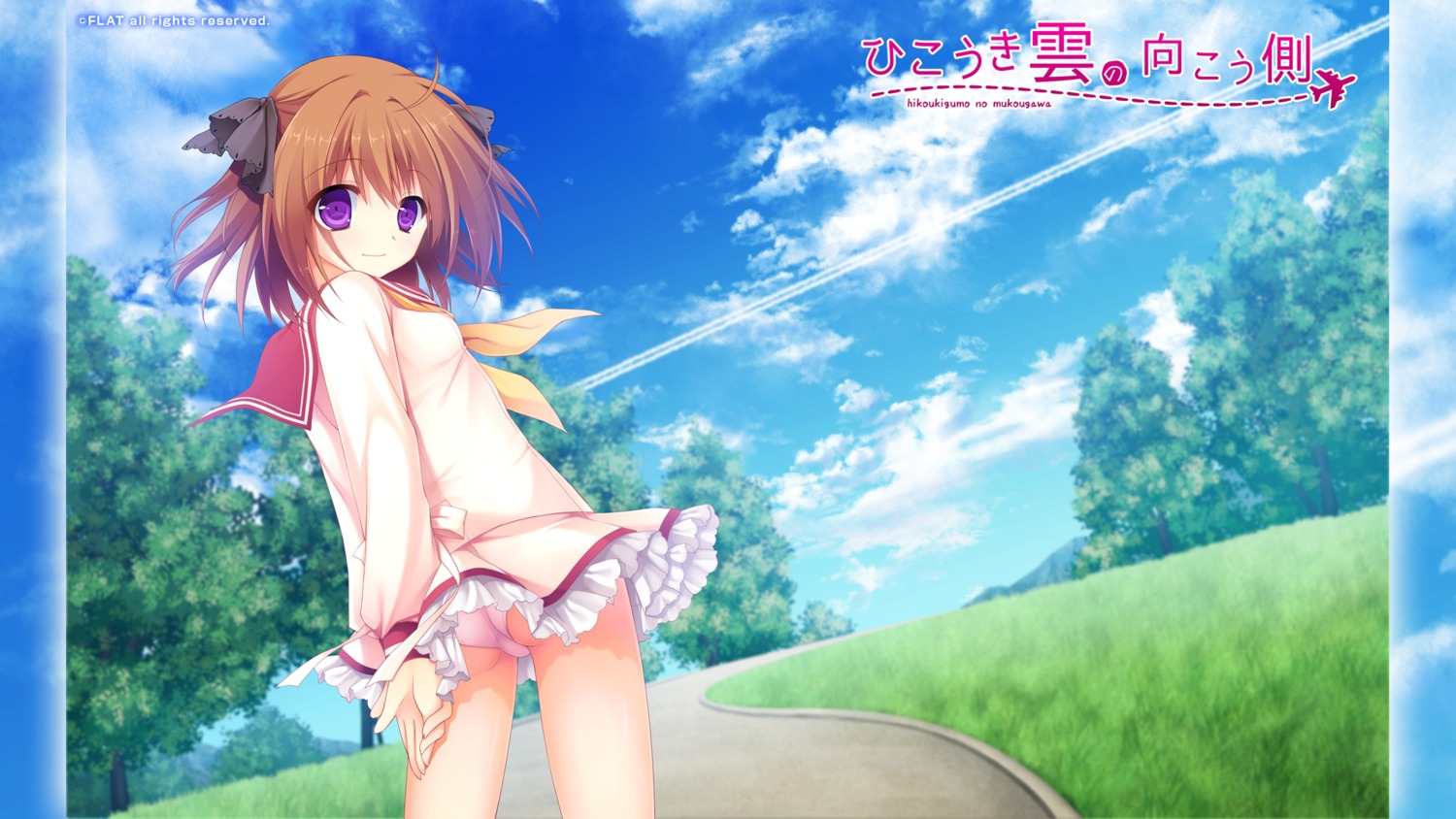 flat hikoukigumo_no_mukougawa hirosaki_mina pantsu purin_purin seifuku wallpaper