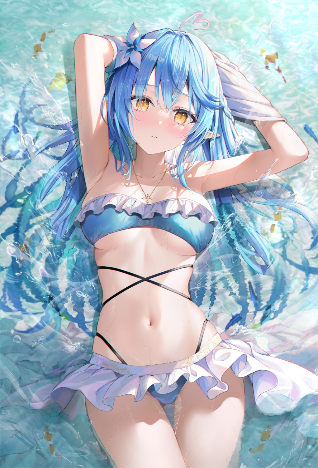 bikini elf hololive pointy_ears rin_yuu swimsuits wet yukihana_lamy