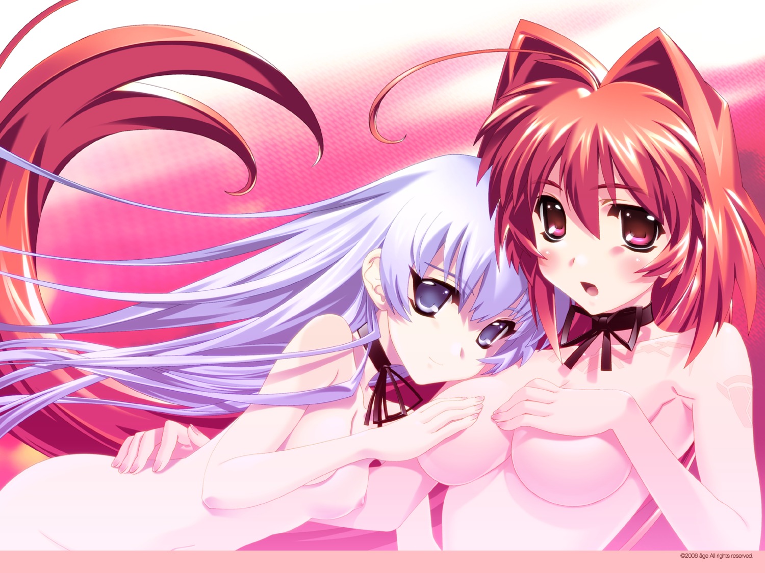 bou breast_hold kagami_sumika muvluv muvluv_alternative naked nipples wallpaper yashiro_kasumi