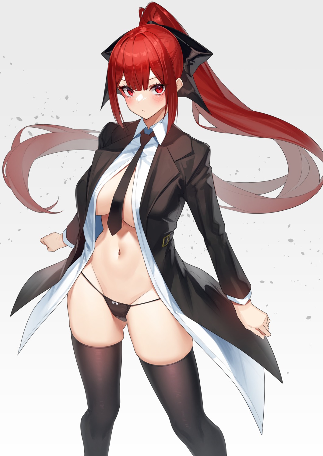 no_bra open_shirt pantsu thighhighs yamanokami_eaka