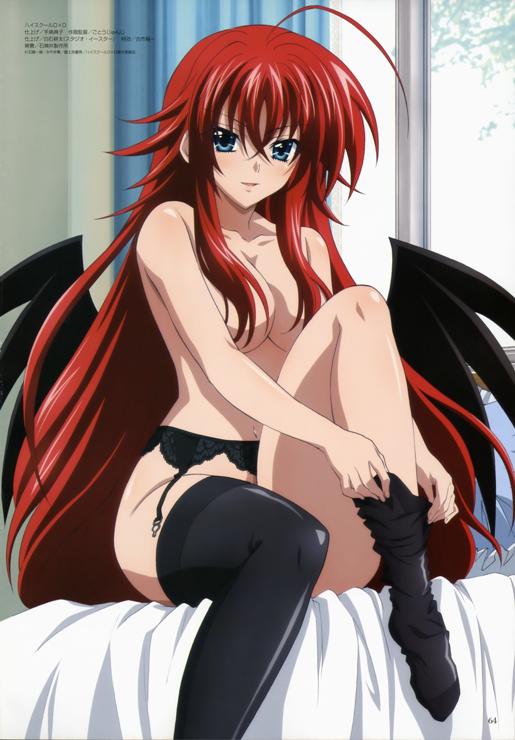 garter_belt highschool_dxd naked rias_gremory stockings teshima_noriko thighhighs undressing wings