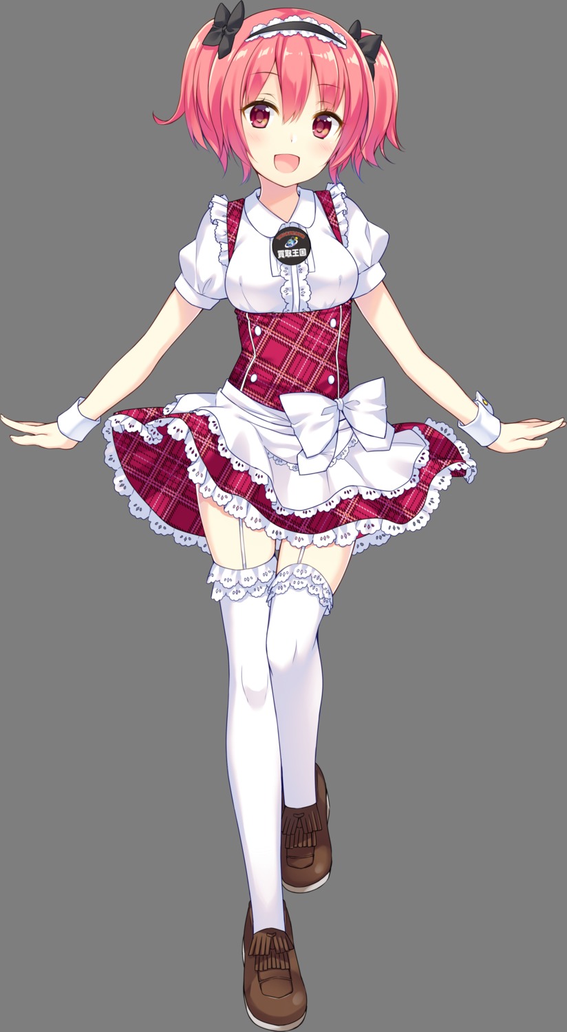 hasegawa_urumi maid skirt_lift stockings tagme thighhighs transparent_png waitress