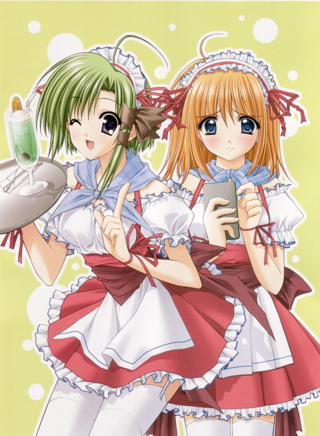 fuyou_kaede nishimata_aoi shigure_asa shuffle stockings suzuhira_hiro thighhighs waitress