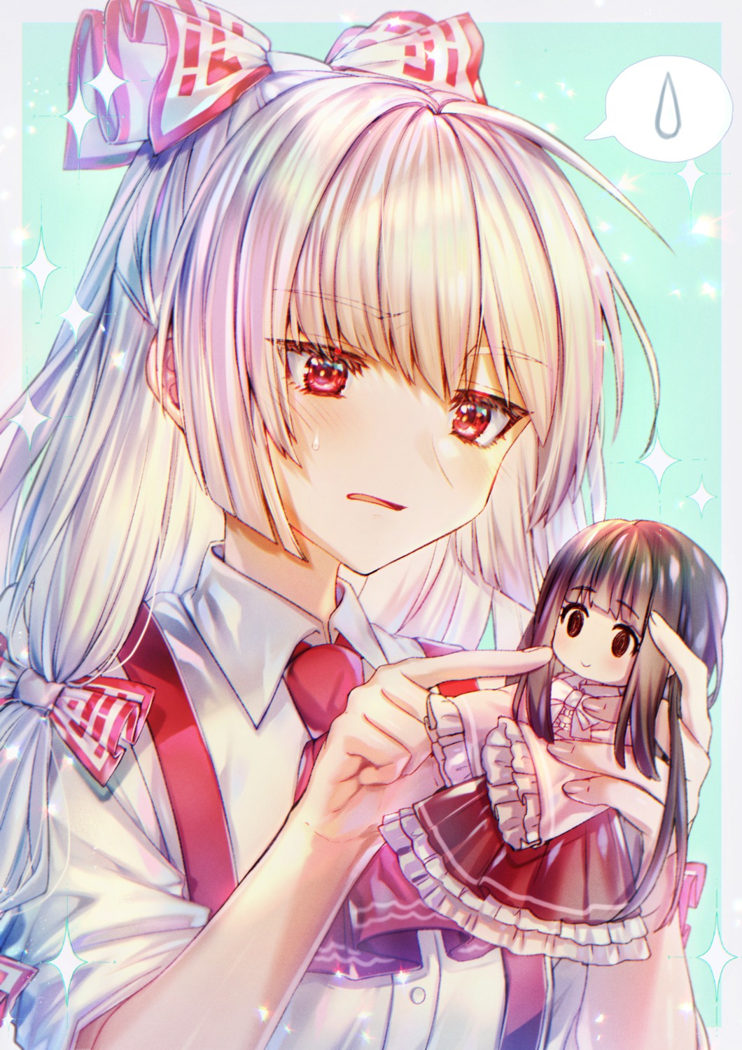 chibi fujiwara_no_mokou here_(hr_rz_ggg) houraisan_kaguya touhou