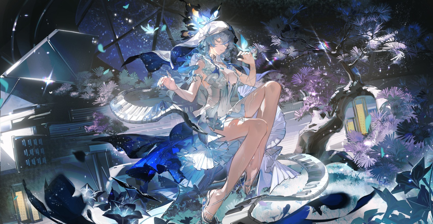 dress heels no_bra ruo_gan_zhua see_through shorekeeper skirt_lift wuthering_waves