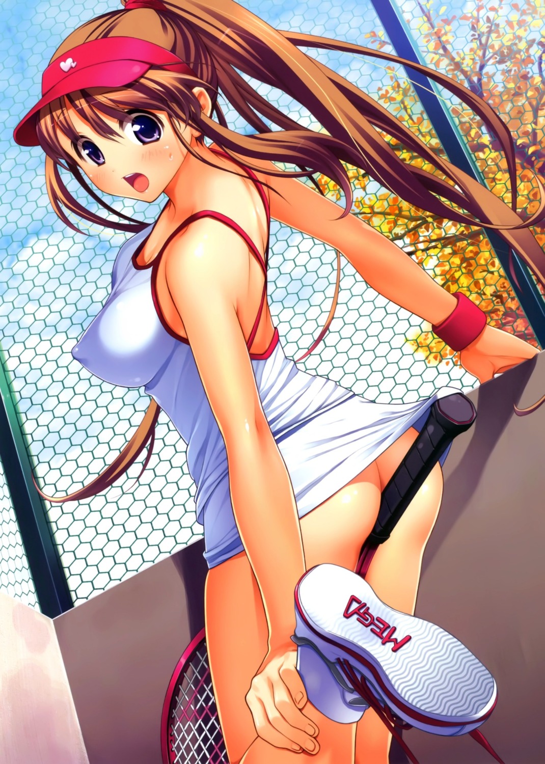 ass erect_nipples hamashima_shigeo no_bra nopan tennis