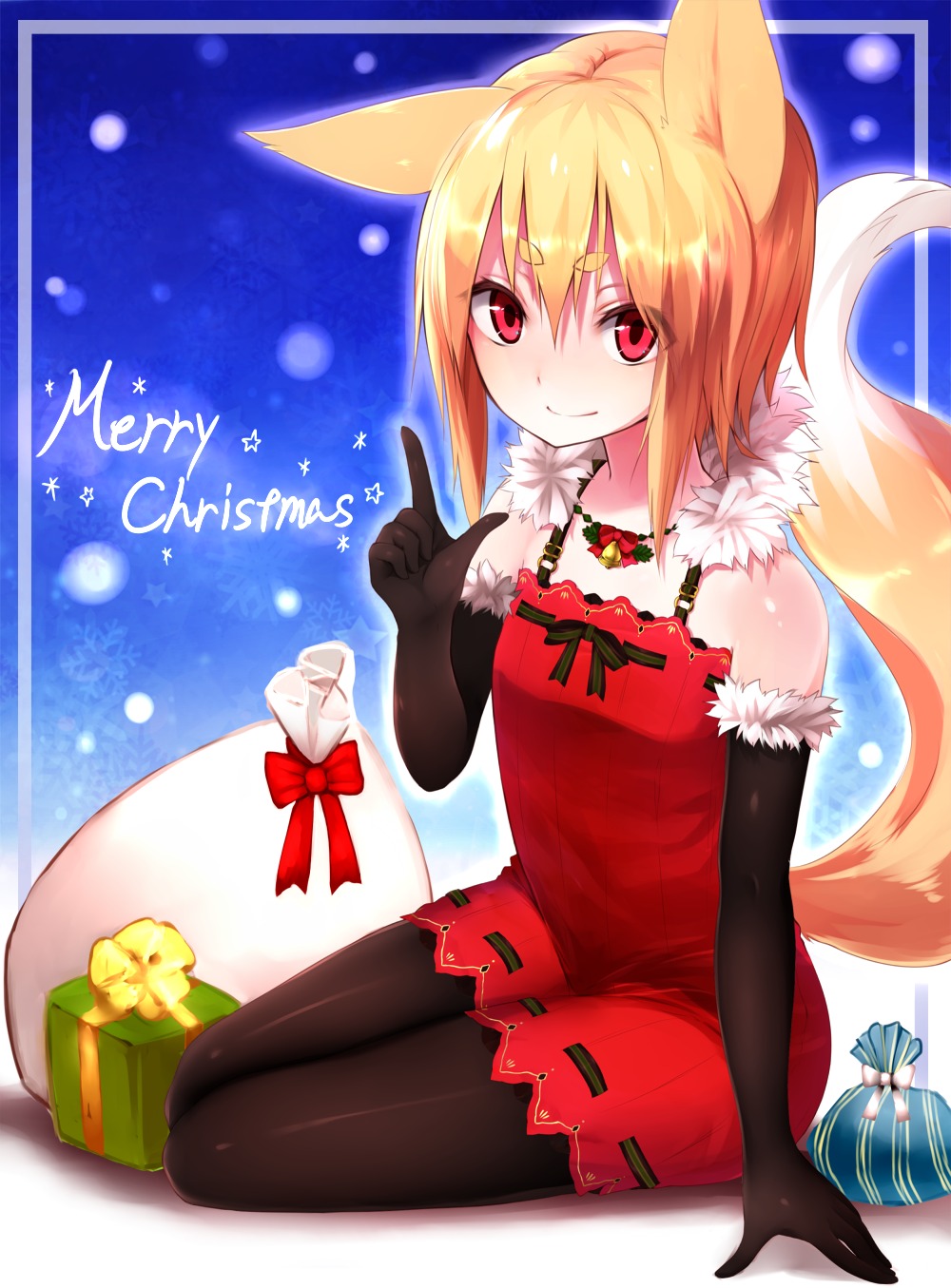 animal_ears christmas dress kitsune pantyhose sukemyon tail