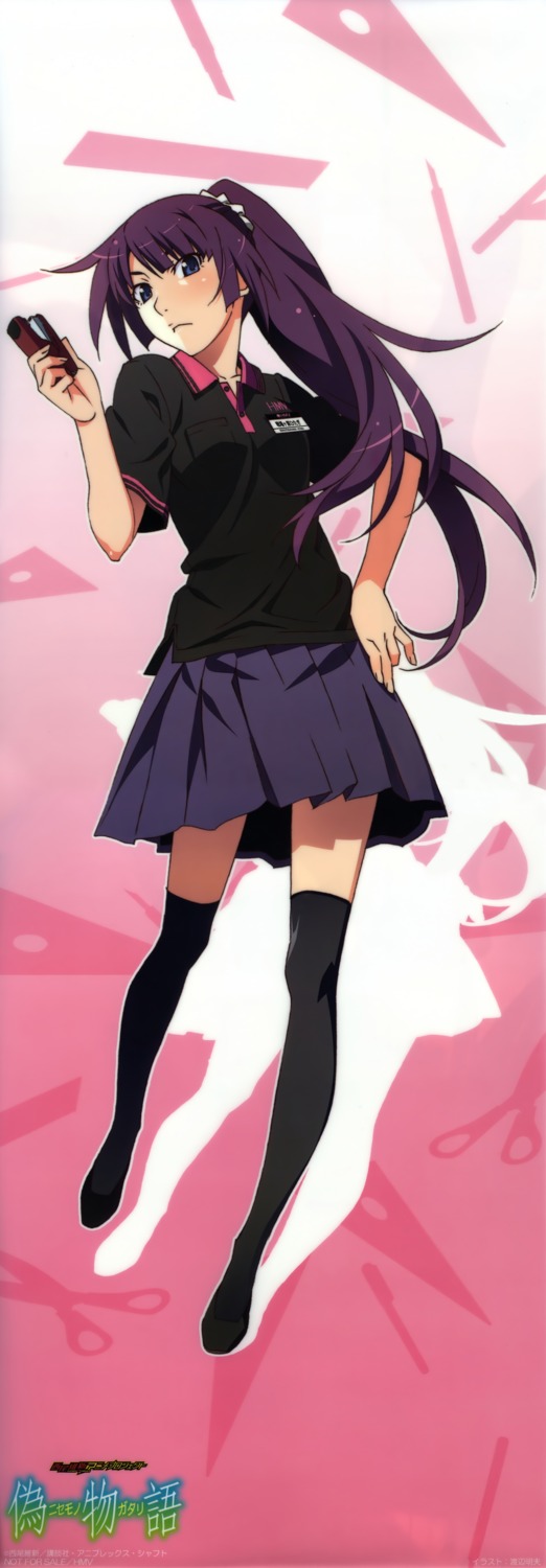 bakemonogatari monogatari_(series) nisemonogatari seifuku senjougahara_hitagi stick_poster thighhighs watanabe_akio