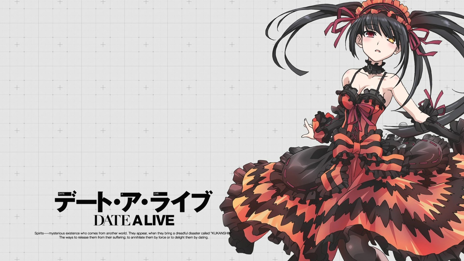 cleavage date_a_live dress gothic_lolita heterochromia lolita_fashion thighhighs tokisaki_kurumi wallpaper