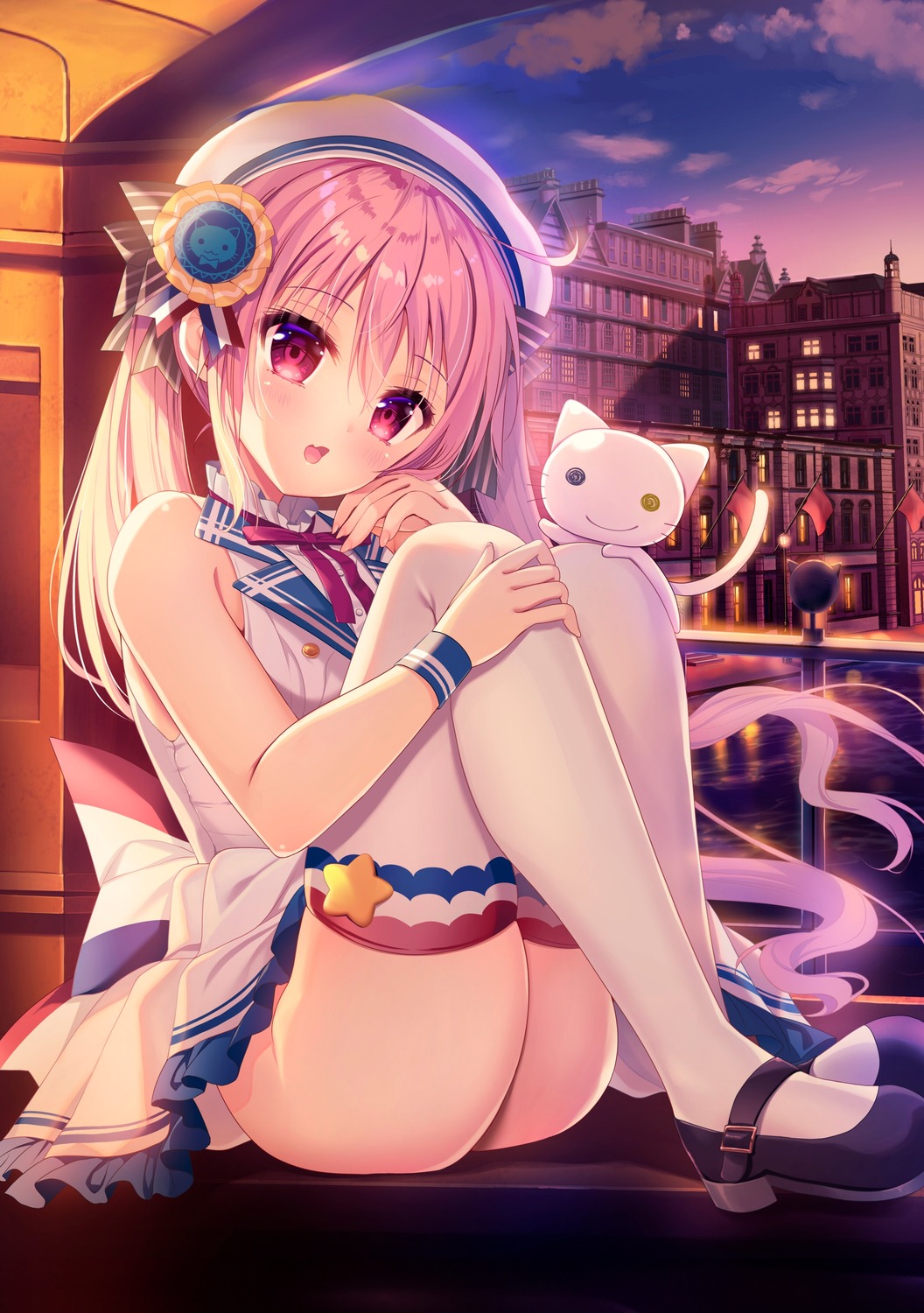 neko nopan shiwasu_horio skirt_lift thighhighs uniform