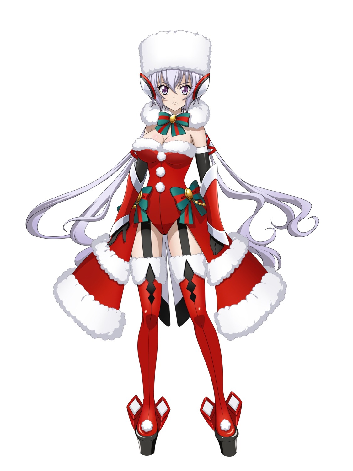 christmas cleavage kaneko_akifumi leotard senki_zesshou_symphogear stockings thighhighs