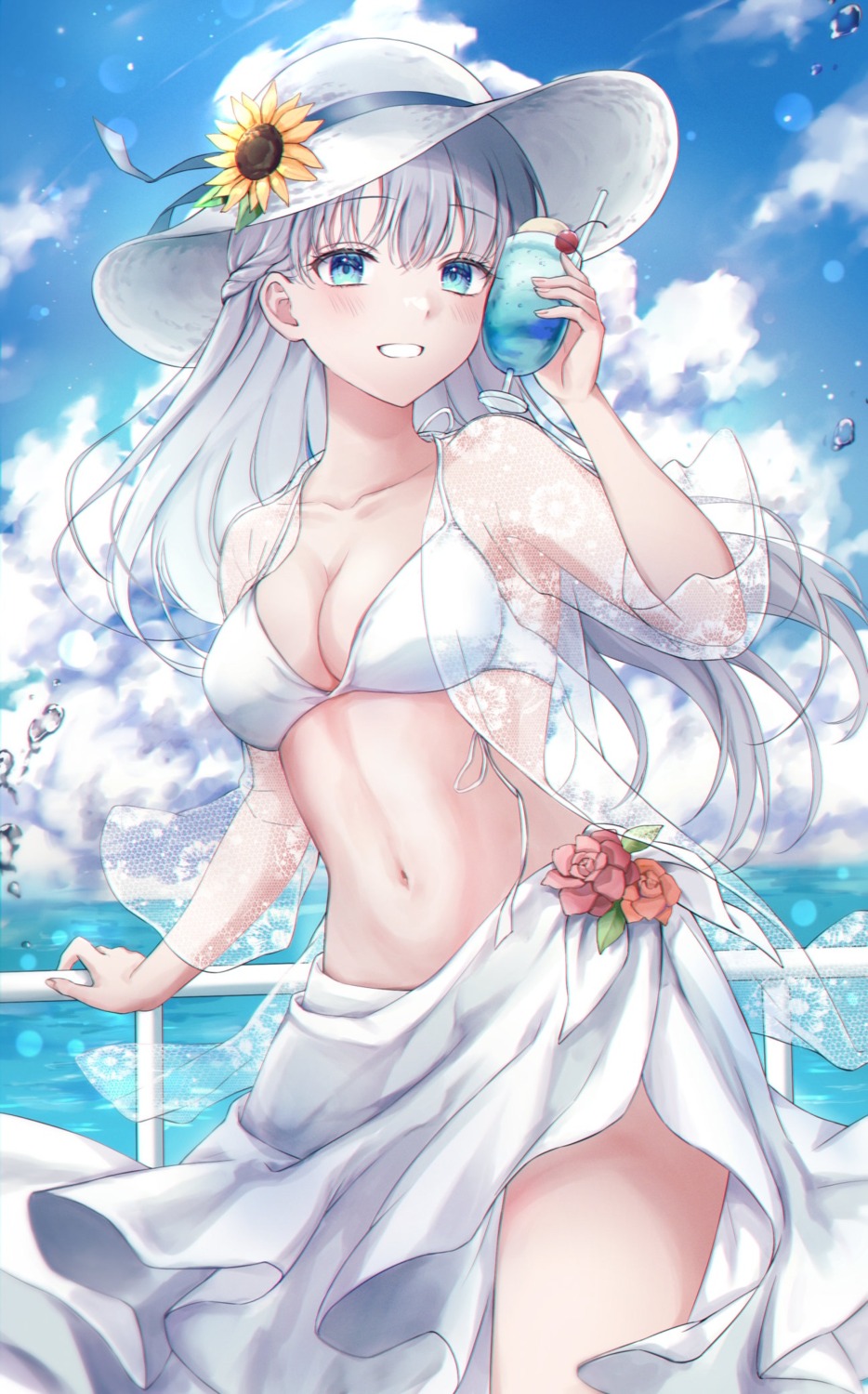 bikini_top open_shirt see_through skirt_lift swimsuits tsumugi_8345