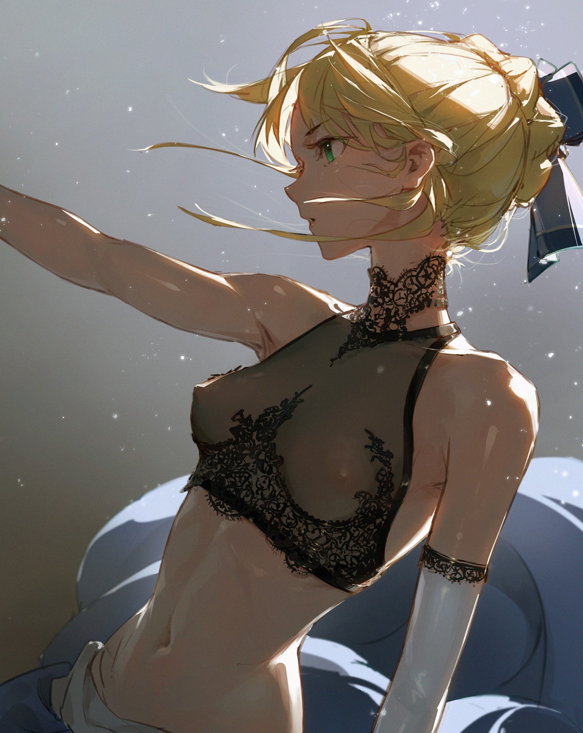 dinoartforame fate/stay_night nipples no_bra saber see_through