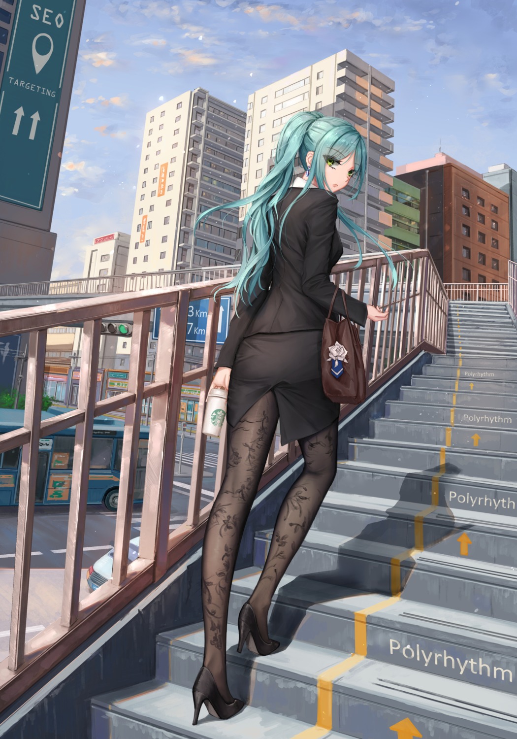 ass bang_dream! business_suit heels hikawa_sayo pantyhose yuzuriha