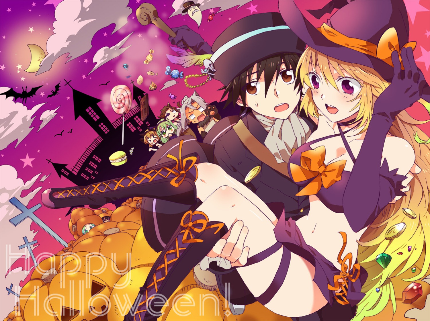 alvin_(tales_of_xillia) cleavage elise_lutas halloween jude_mathis leia_rolando milla_maxwell sinaooo tales_of tales_of_xillia