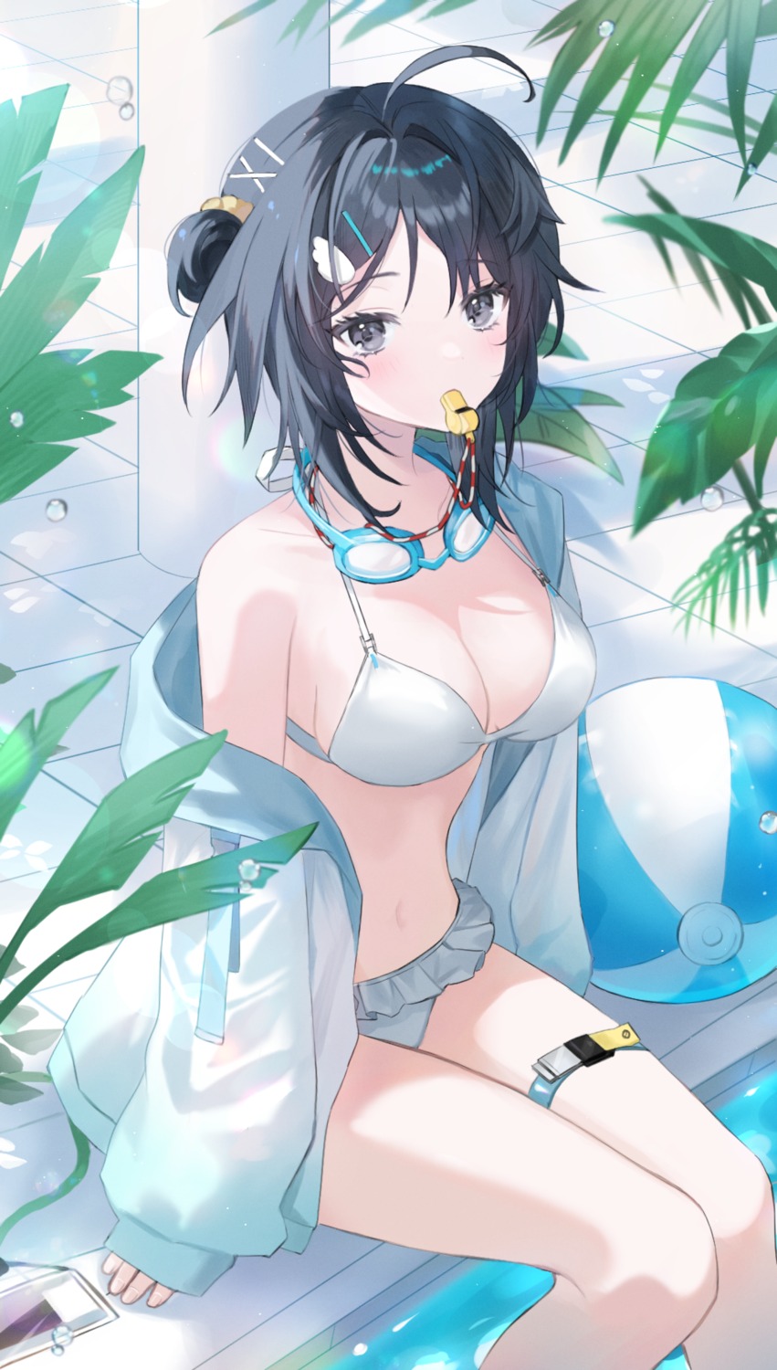 arknights bikini garter kimu_(user_jtjr2257) la_pluma_(arknights) open_shirt swimsuits