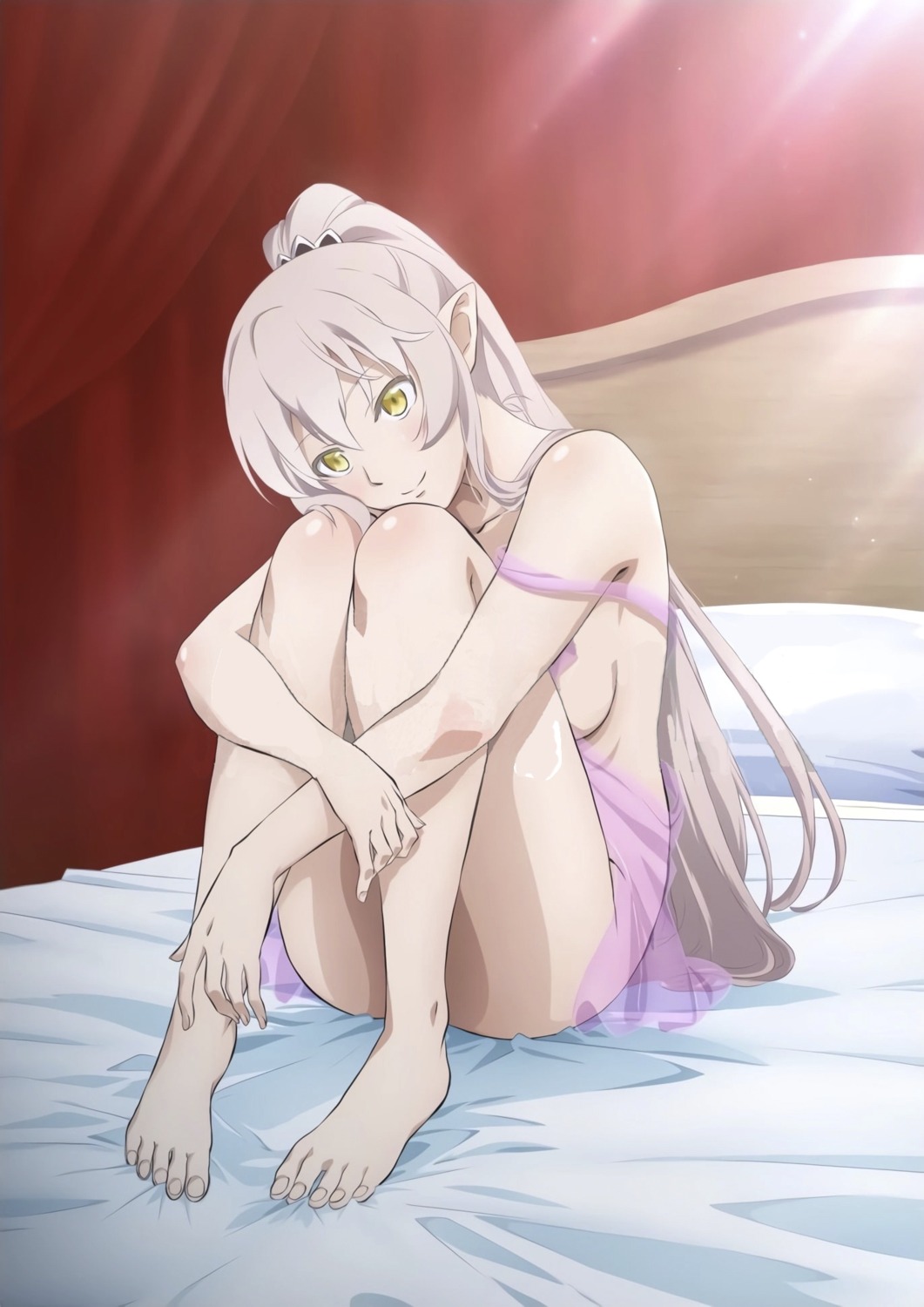 arianna_glenys_lalatoya elf feet gaikotsu_kishi-sama_tadaima_isekai_e_odekakechuu lingerie no_bra nopan photoshop pointy_ears see_through skirt_lift tagme