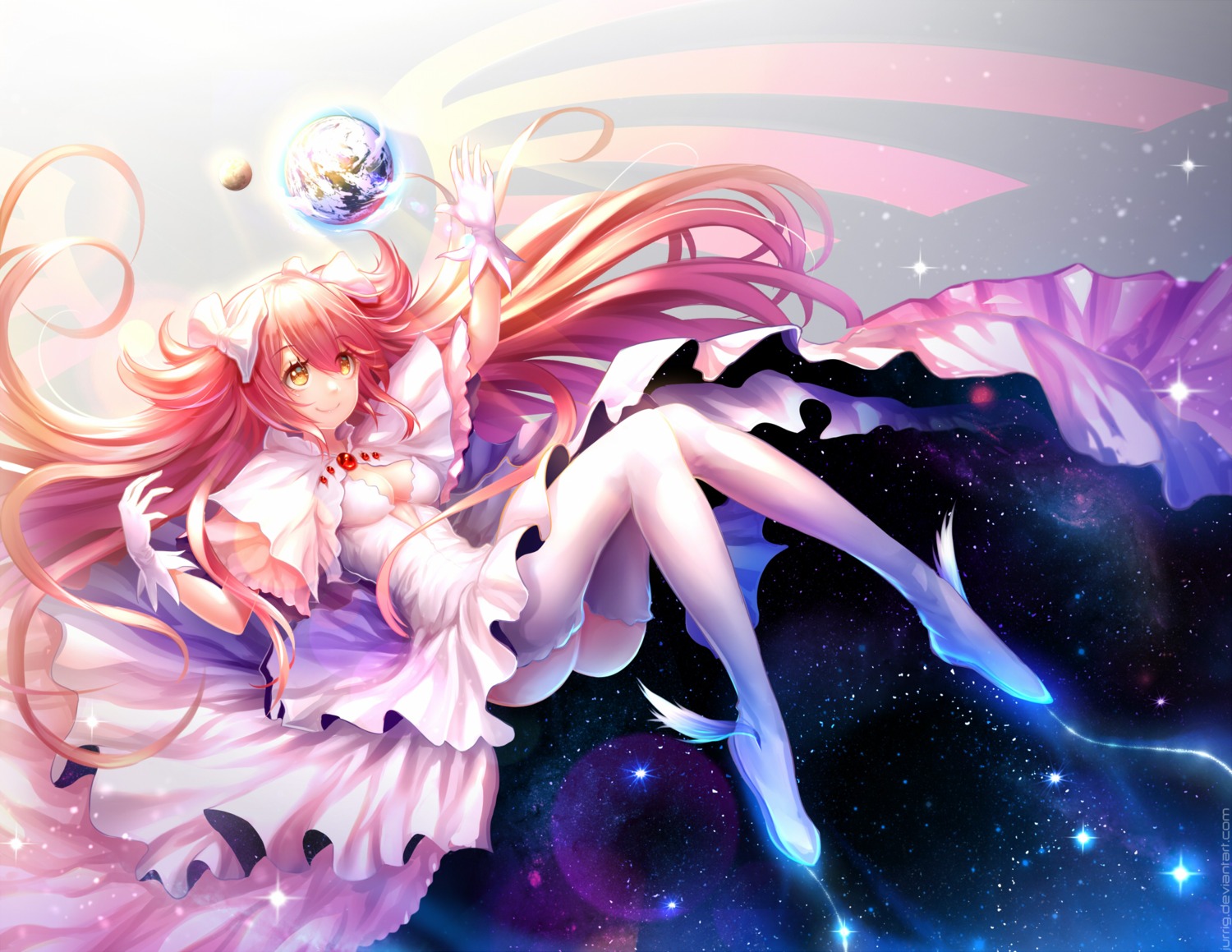 cleavage dress kaname_madoka no_bra nopan puella_magi_madoka_magica thighhighs ultimate_madoka un_s wings