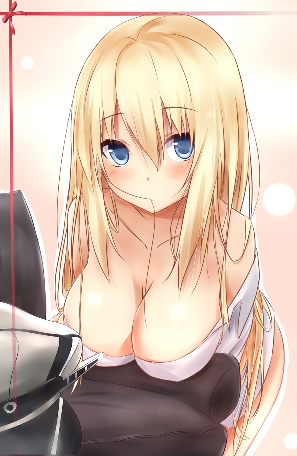 bismarck_(kancolle) bottomless cleavage erect_nipples kantai_collection no_bra saku_(kudrove)