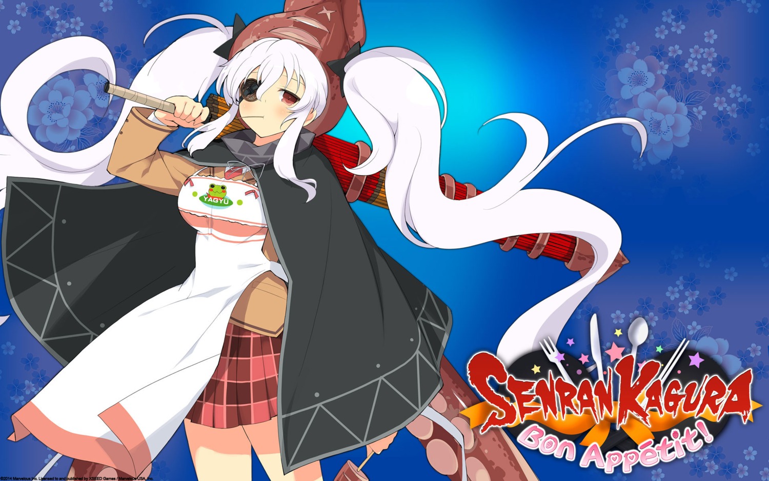 eyepatch marvelous_entertainment seifuku senran_kagura senran_kagura:_bon_appetit umbrella wallpaper yaegashi_nan yagyuu