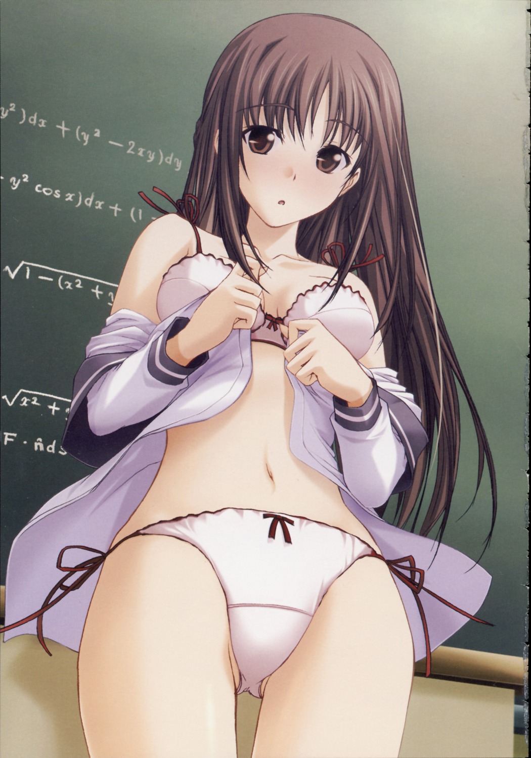 bra hizuki_ayumi kawagishi_keitarou open_shirt pantsu shin_ringetsu string_panties undressing