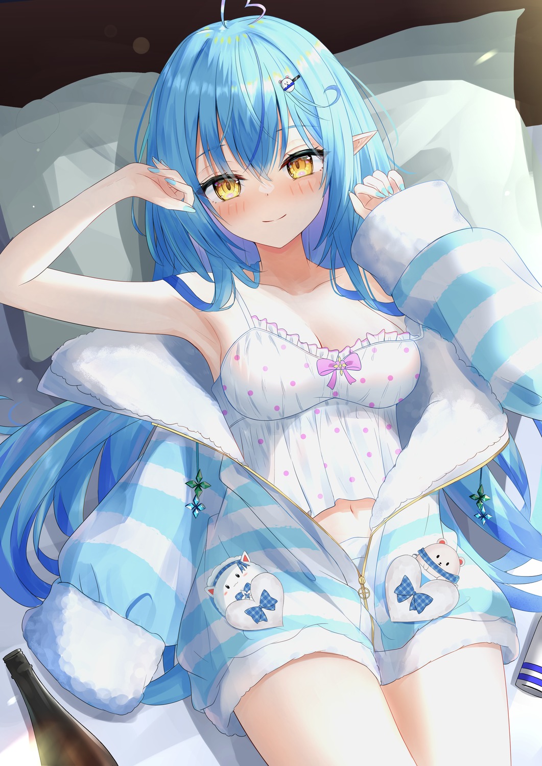 cpk_prd elf hololive lingerie pajama pointy_ears yukihana_lamy