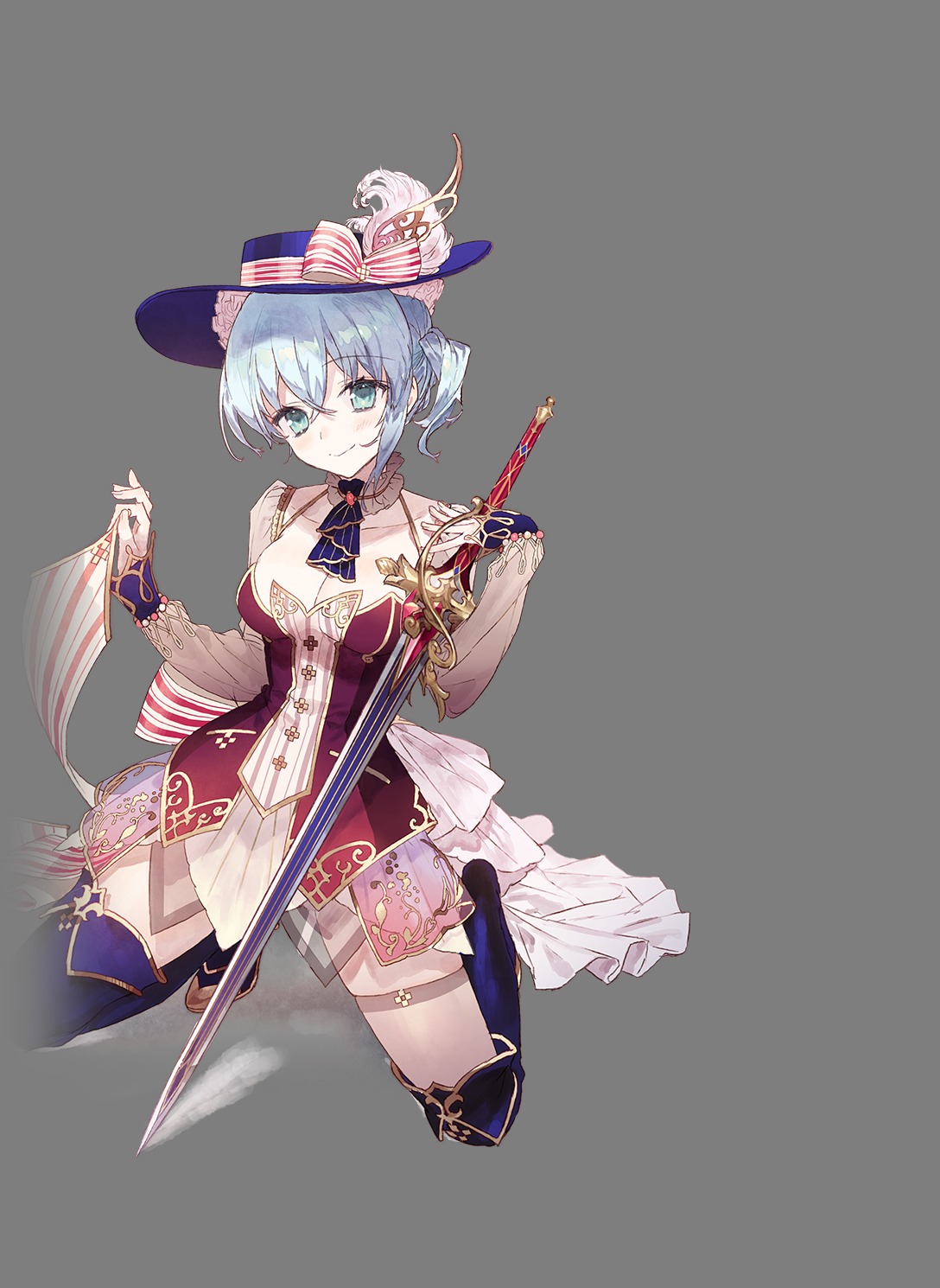 atelier atelier_nelke cleavage koei_tecmo nelke_von_lustern noco sword thighhighs transparent_png