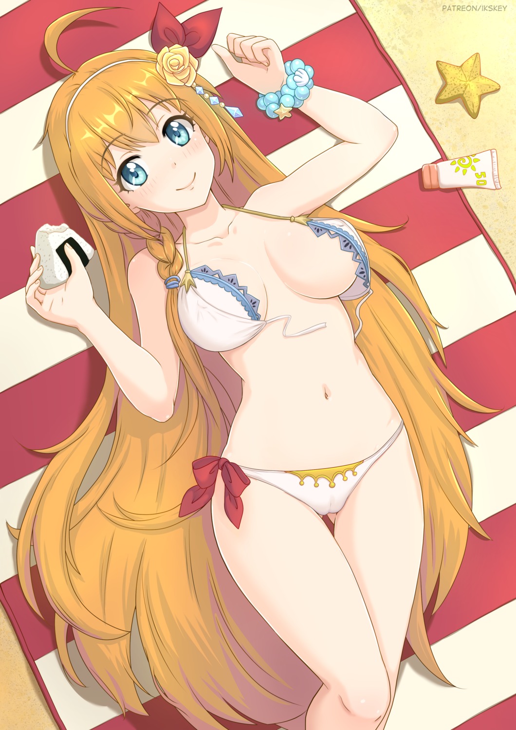 bikini cameltoe huyase pecorine princess_connect princess_connect!_re:dive swimsuits wardrobe_malfunction