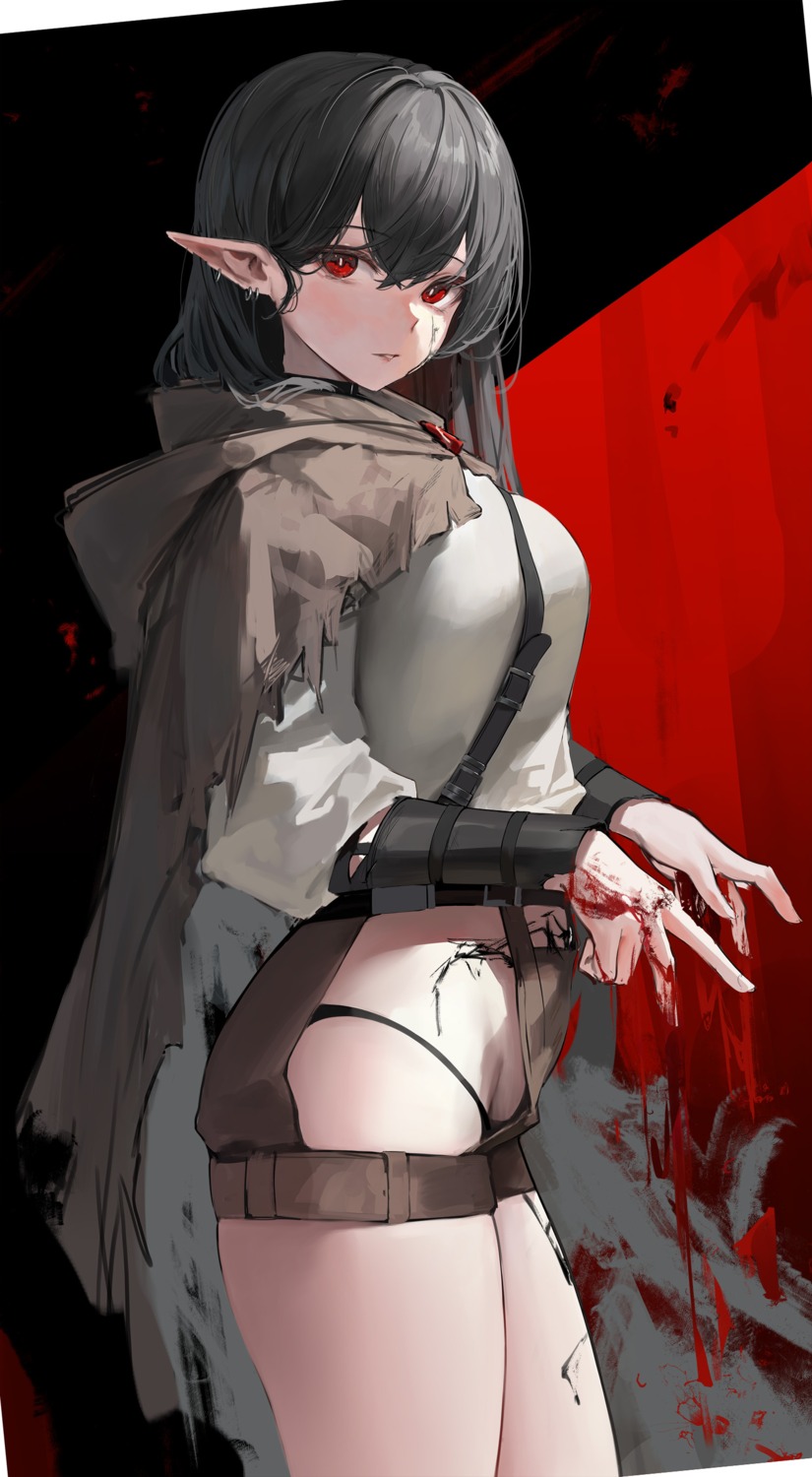 animal_ears blood hiki_niito pantsu pointy_ears torn_clothes