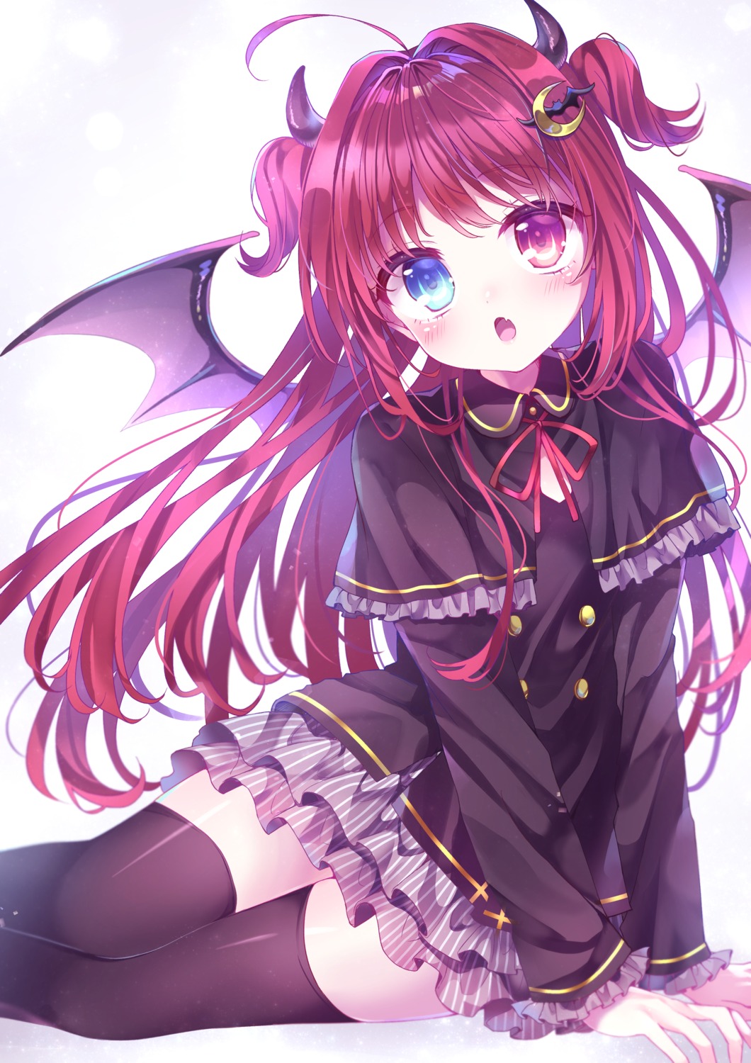 heterochromia horns nijisanji reekaruru thighhighs wings yuzuki_roa