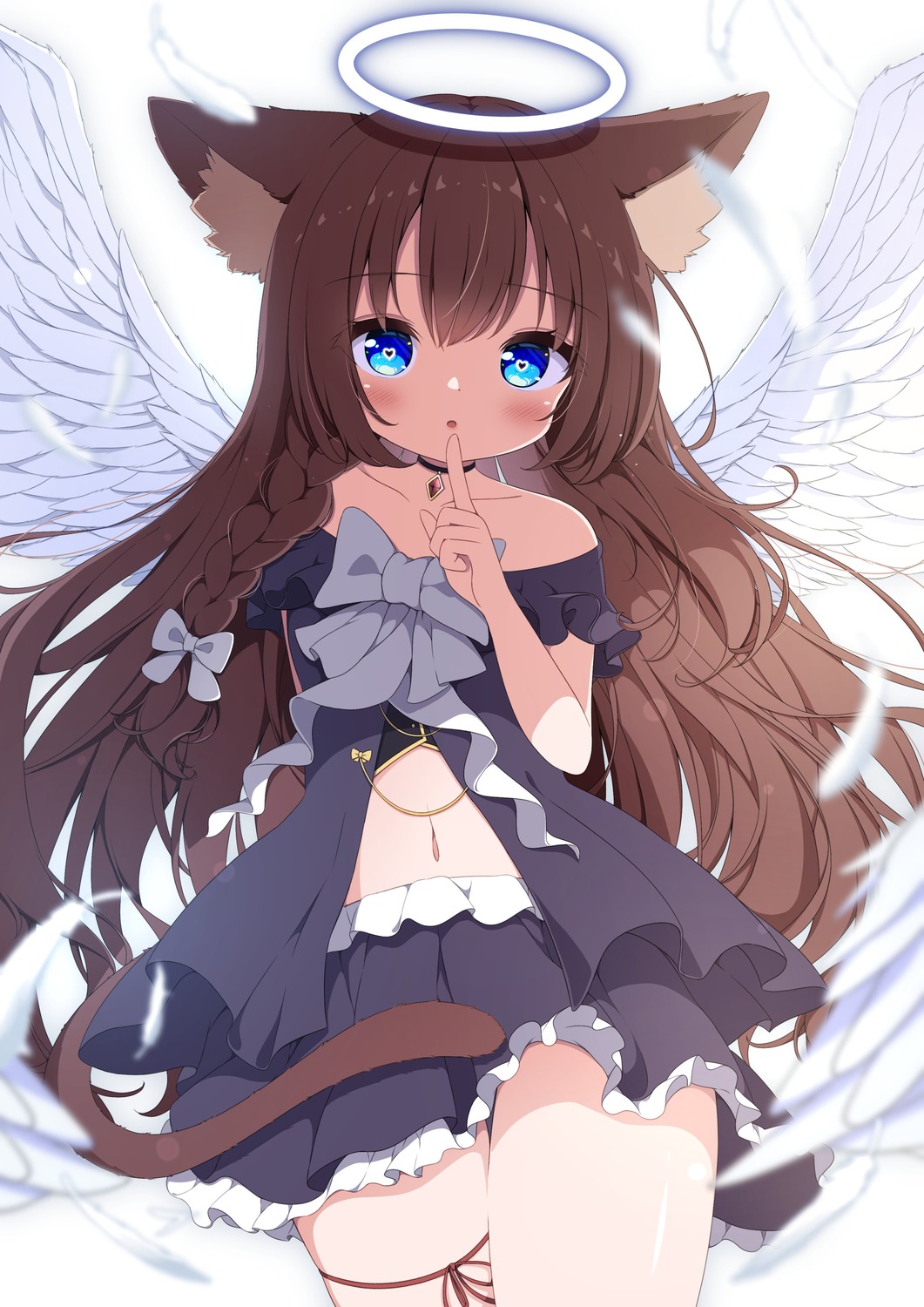 angel animal_ears g4ku garter nekomimi tail wings