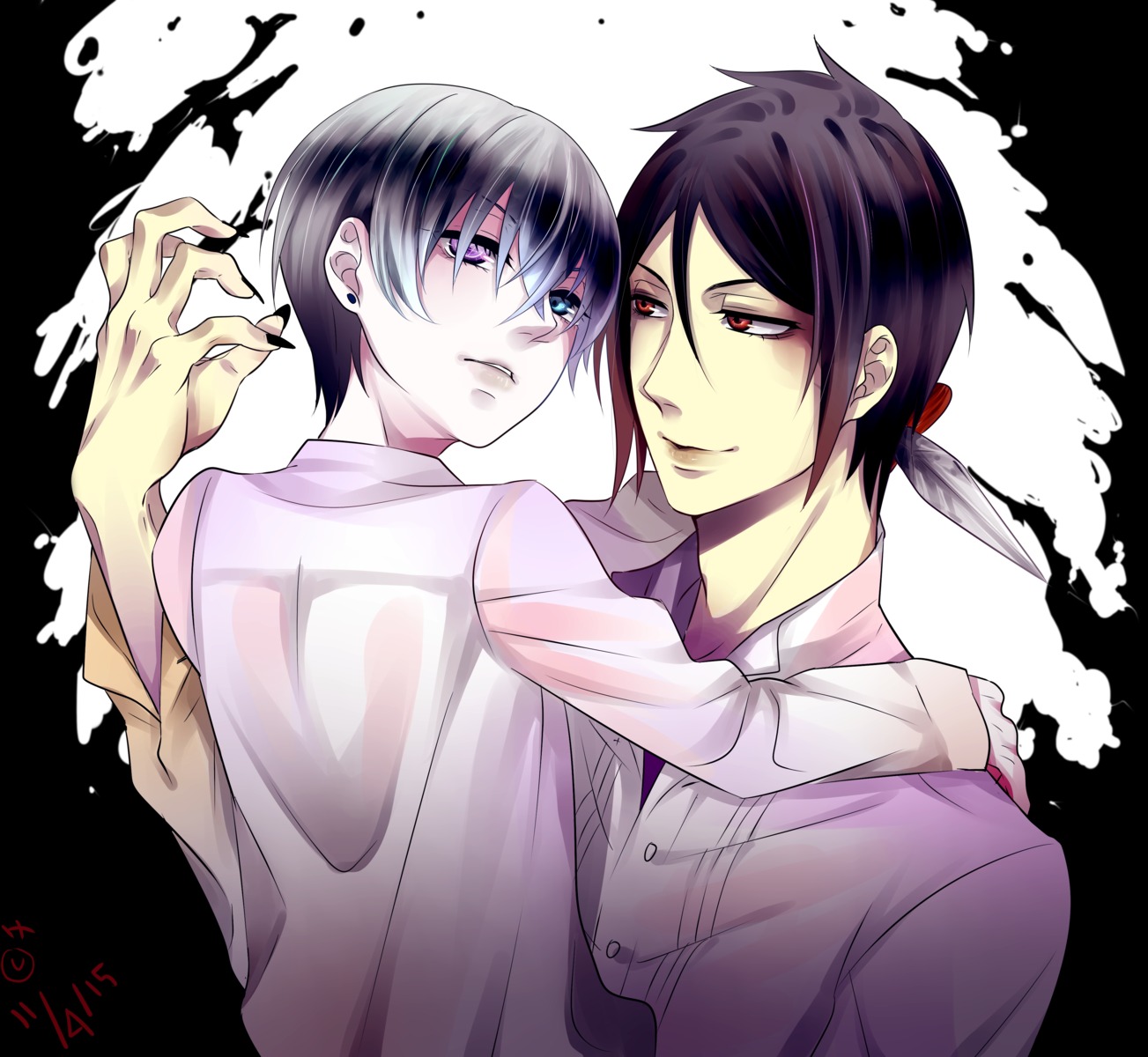 chiarasanchi ciel_phantomhive heterochromia kuroshitsuji male sebastian_michaelis