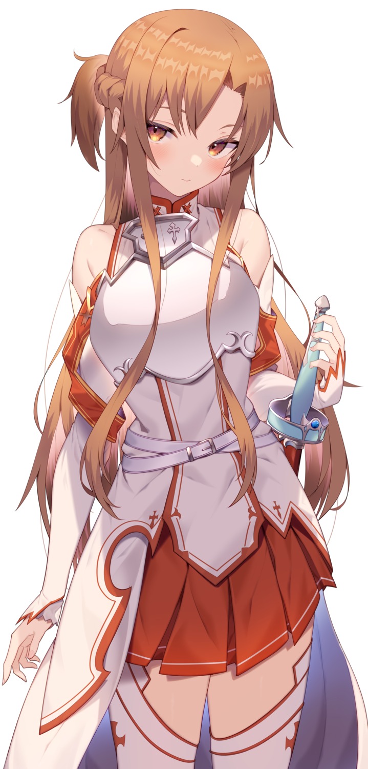 armor asuna_(sword_art_online) jun_(aousa0328) sword sword_art_online thighhighs