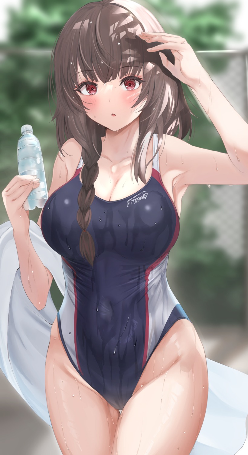 cameltoe cleavage swimsuits tsukasa wet wet_clothes