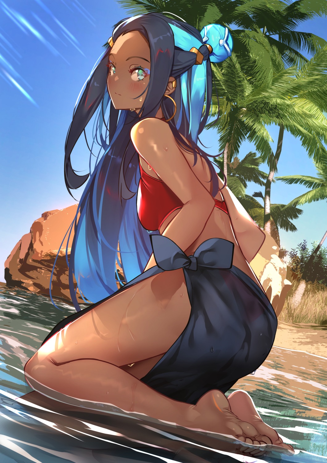 feet pantsu pokemon pokemon_swsh rurina_(pokemon) see_through swimsuits sydus wet