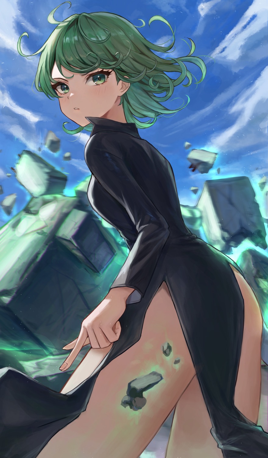 ass dress mrr_05 one_punch_man skirt_lift tatsumaki_(one_punch_man)