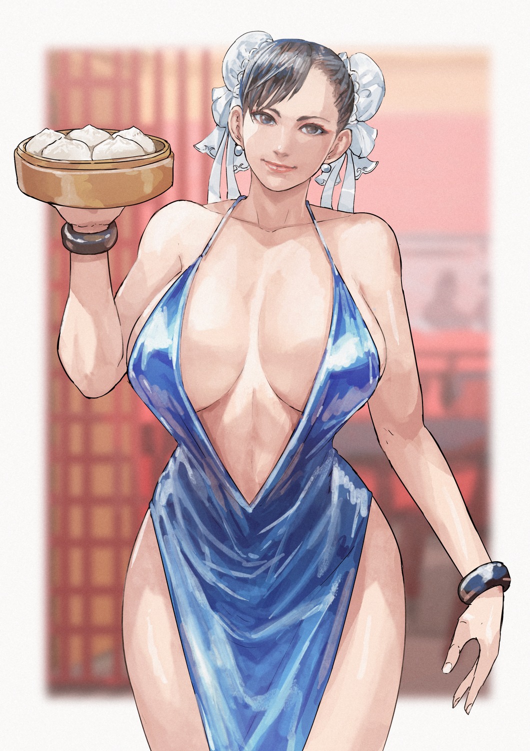 chun_li cirenk dress no_bra street_fighter