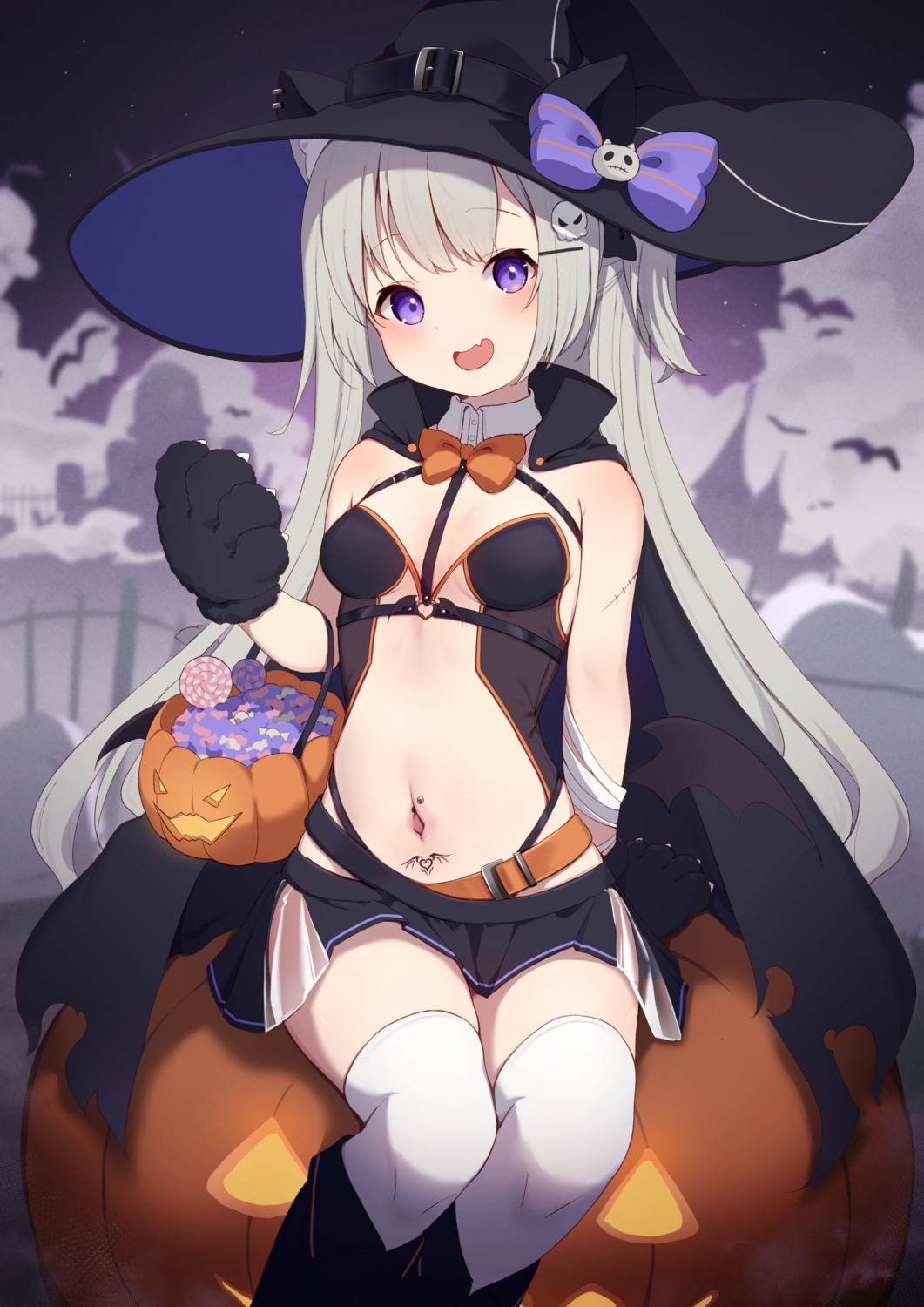 animal_ears halloween hinata_(pixiv53862745) thighhighs