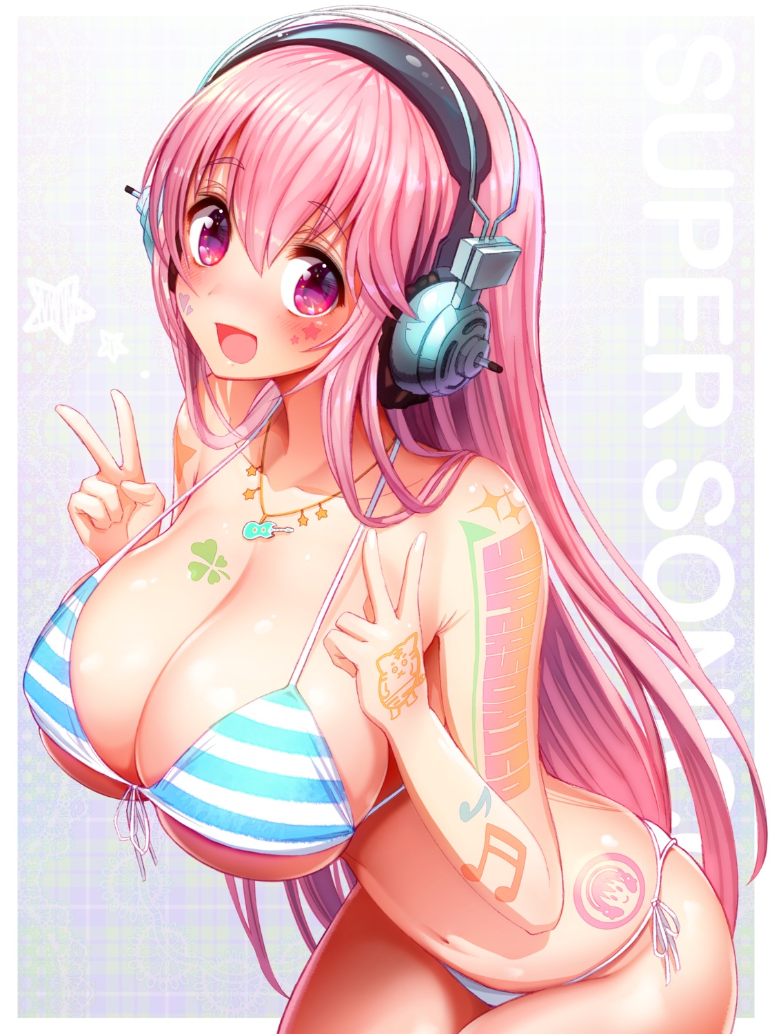 bikini giba-chan headphones sonico super_sonico swimsuits tattoo